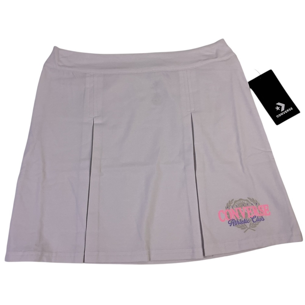 Converse Girls Athletic Club Pleated Skirt White Size L NEW WITH TAGS